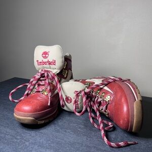 Timberland Red and Cream Leather Hiking Boots